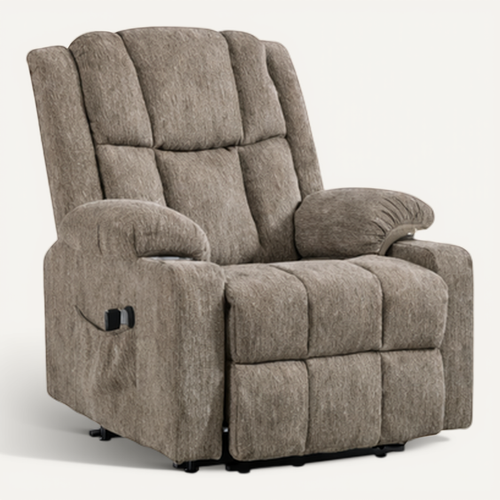 Fauteuils Releveurs Électriques En Velours, Structure Acier, Marron Clair