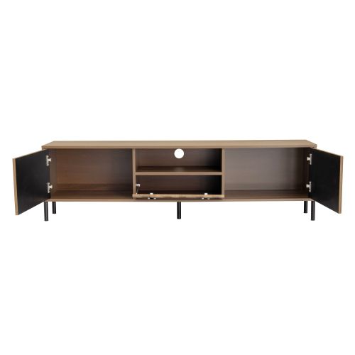 Meuble TV Moderne 160 Cm Avec 3 Portes, 1 Niche Ouverte, Couleur Bois