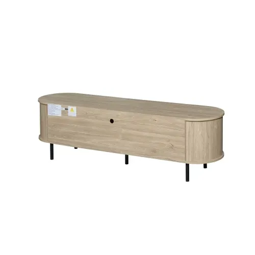 Meuble TV 160 Cm, Avec 2 Portes, Niche Ouverte, 5 Pieds, Couleur Bois