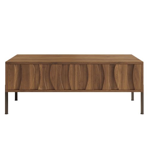 Sejour complet, Meuble TV 160 Cm Et Table Basse 105 Cm, Niche Ouverte, Couleur Bois