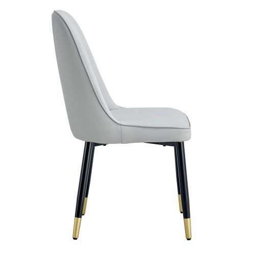 Lot De 2 Chaises De Salle à Manger, Assise En Pu, Pieds Métal, Gris Clair