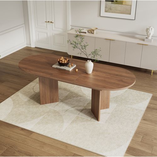 Table à Manger Extensible 120-160x80 Cm En Mdf Finition Noyer Avec Angles Arrondis