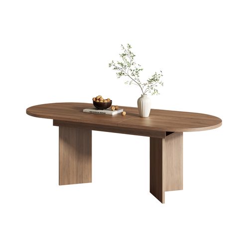 Table à Manger Extensible 120-160x80 Cm En Mdf Finition Noyer Avec Angles Arrondis