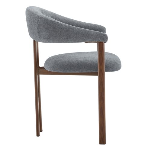 Lot De 4 Chaises De Salle à Manger, Tissu Effet Lin, Pieds En Métal, Gris