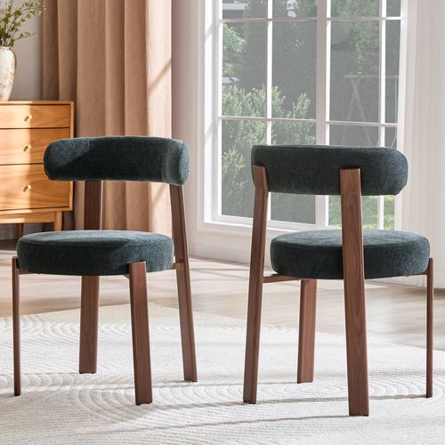 Lot De 2 Chaise De Salle à Manger, Tissu Rembourré, Dossier Ergonomique, Noir