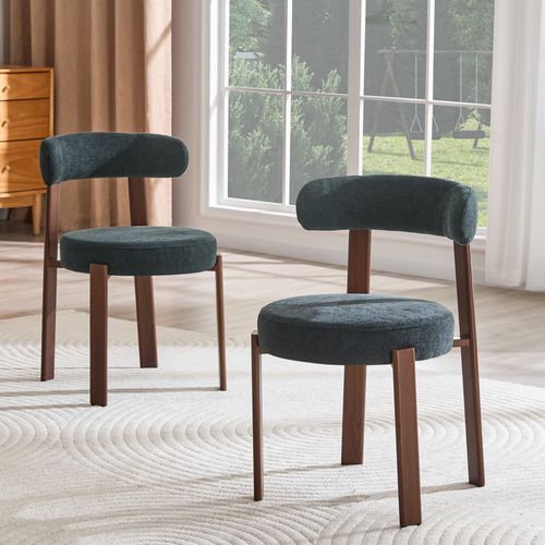 Lot De 2 Chaise De Salle à Manger, Tissu Rembourré, Dossier Ergonomique, Noir