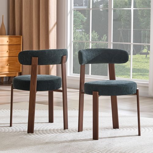 Lot De 2 Chaise De Salle à Manger, Tissu Rembourré, Dossier Ergonomique, Noir