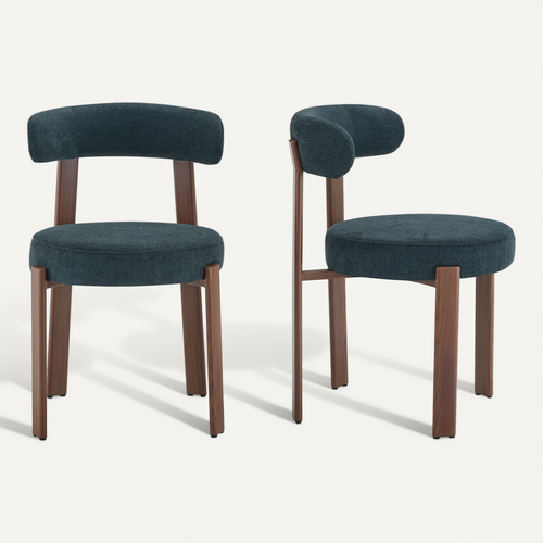 Lot De 2 Chaise De Salle à Manger, Tissu Rembourré, Dossier Ergonomique, Noir