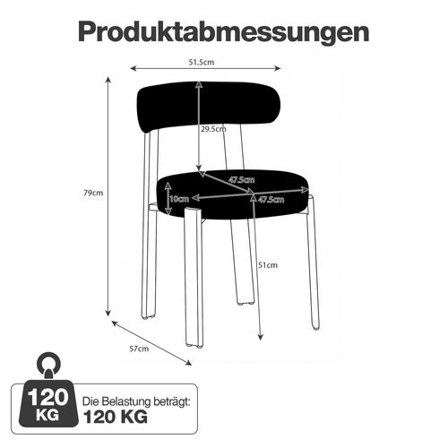 Lot De 2 Chaise De Salle à Manger, Tissu Rembourré, Dossier Ergonomique, Noir