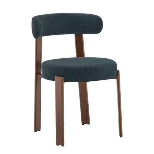 Lot De 4 Chaises De Salle à Manger En Tissu, Dossier Incurvé, Noir