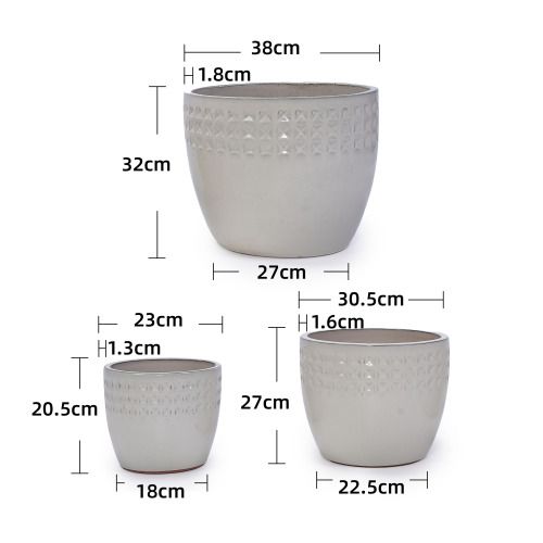 Pot De Fleurs En Céramique Blanc Ancien Brillant Avec Trou De Drainage, Intérieur/extérieur