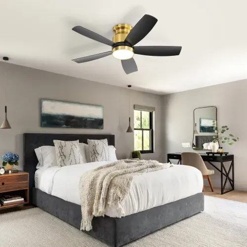Ventilateur De Plafond 42" Avec LED Dimmable, Moteur Dc Silencieux, Télécommande, Noir