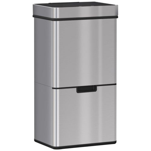Poubelle De Tri Automatique 72 L à Capteur Infrarouge 3 Compartiments, En Acier Inoxydable
