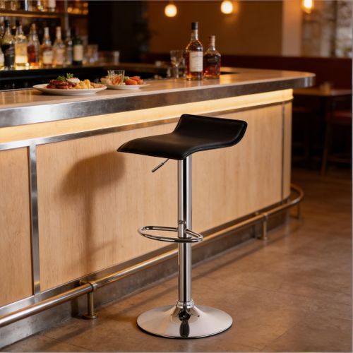 Tabouret De Bar Réglable En Hauteur, Pivotant à 360°, En Simili, Noir