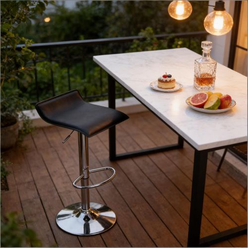 Tabouret De Bar Réglable En Hauteur, Pivotant à 360°, En Simili, Noir