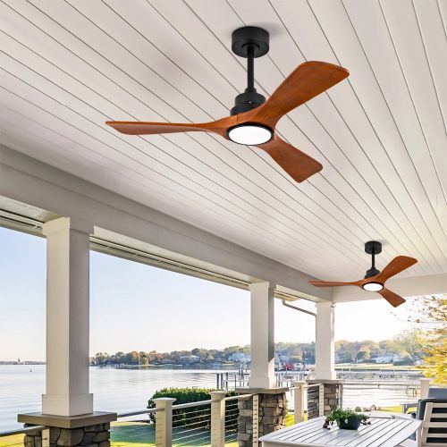 Ventilateur De Plafond 42 Pouces Avec Lumière, 3 Pales En Bois Noyer Foncé, Noir