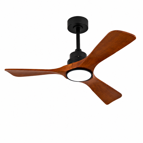Ventilateur De Plafond 42 Pouces Avec Lumière, 3 Pales En Bois Noyer Foncé, Noir