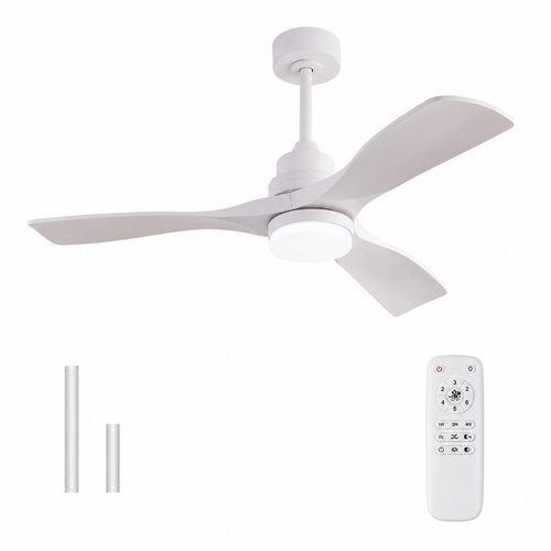 Ventilateur De Plafond Blanc 42 Pouces Avec Lumière LED, Télécommande, 3 Pales En Abs