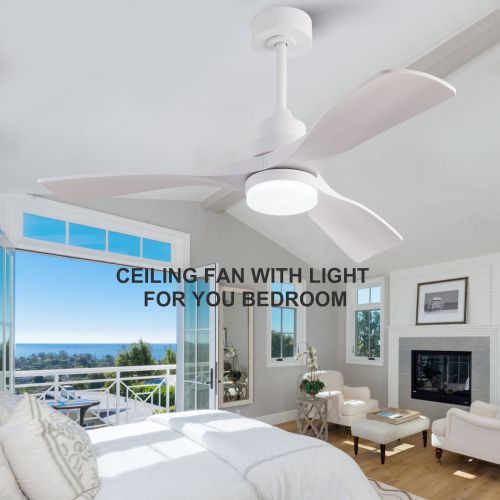Ventilateur De Plafond Blanc 42 Pouces Avec Lumière LED, Télécommande, 3 Pales En Abs