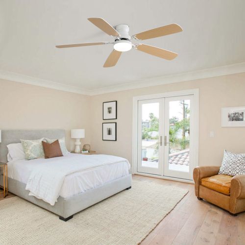 Ventilateur De Plafond Blanc 132 Cm Avec éclairage LED 18 W En Mdf
