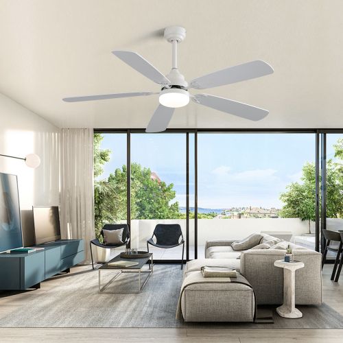 Ventilateur De Plafond Blanc 132 Cm Avec éclairage LED 18 W En Mdf