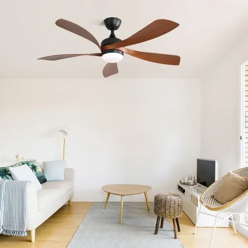 Ventilateur De Plafond Noir 52 Pouces Avec éclairage LED Dimmable 3 Teintes, En Abs