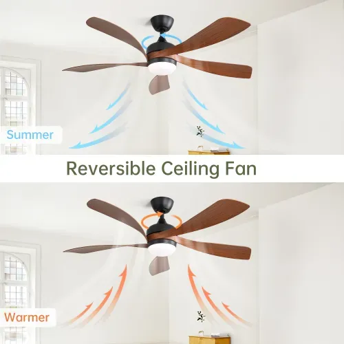 Ventilateur De Plafond Noir 52 Pouces Avec éclairage LED Dimmable 3 Teintes, En Abs