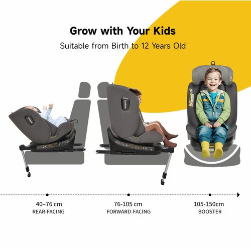 Siège Auto Enfant Pivotant 360°, I-size 40-150 Cm, Avec Isofix, Noir