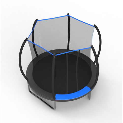 Trampoline Avec Filet De Sécurité Et échelle, En Acier, Noir Et Bleu, 228 Cm