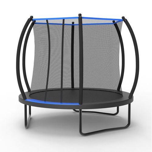 Trampoline Avec Filet De Sécurité Et échelle, En Acier, Noir Et Bleu, 228 Cm
