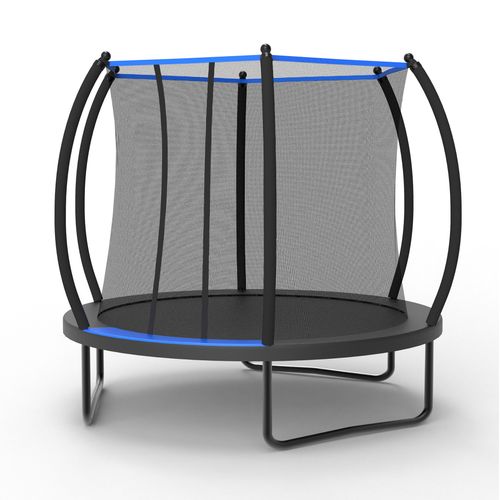 Trampoline Avec Filet De Sécurité Et échelle, En Acier, Noir Et Bleu, 228 Cm