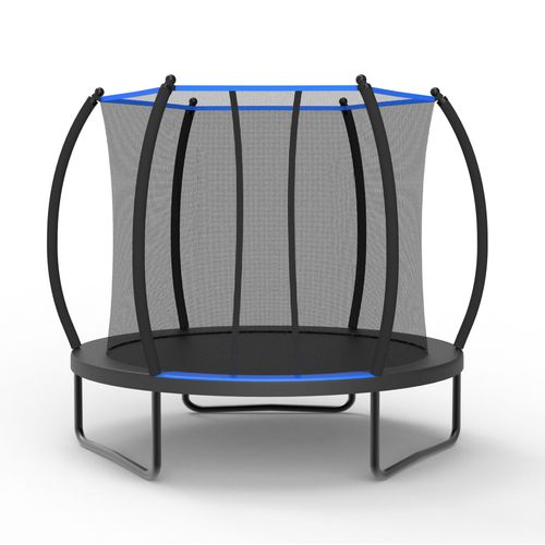 Trampoline Avec Filet De Sécurité Et échelle, En Acier, Noir Et Bleu, 228 Cm