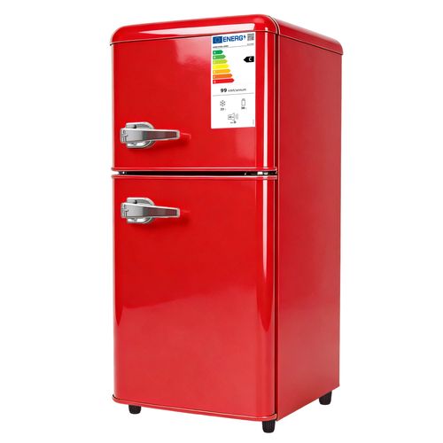 Réfrigérateur 2 Portes  60 L Avec Congélateur 22 L, 99 Kwh/an, -18 °c à +10 °c, Rouge