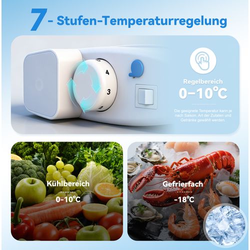 Réfrigérateur 2 Portes  60 L Avec Congélateur 22 L, 99 Kwh/an, -18 °c à +10 °c, Rouge