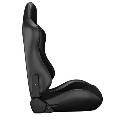 Siège Baquet Universel En Pvc Et Suède Avec Dossier Inclinable, Noir