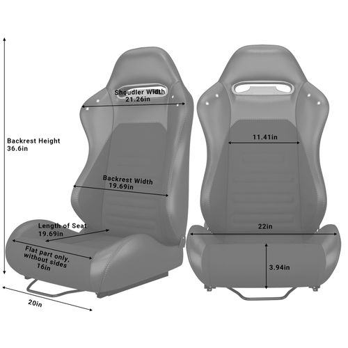 Siège Baquet Inclinable Avec Glissière Réglable, En Pvc Et Suédine, Noir