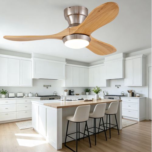 Ventilateur De Plafond 36 Pouces Encastrable En Bois, Moteur Réversible, 6 Vitesses