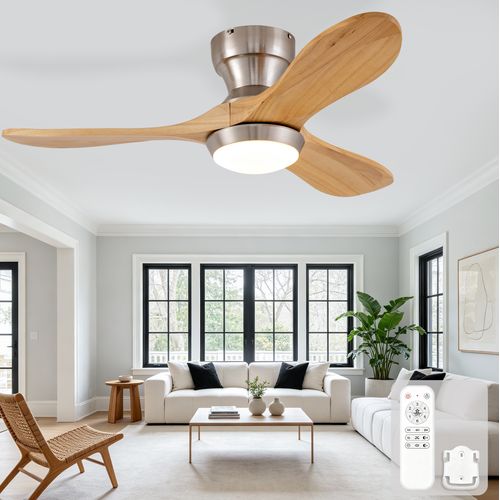 Ventilateur De Plafond 36 Pouces Encastrable En Bois, Moteur Réversible, 6 Vitesses