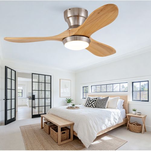 Ventilateur De Plafond 36 Pouces Encastrable En Bois, Moteur Réversible, 6 Vitesses