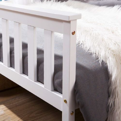 Lit Double 140x200 Cm - Lit Avec Cadre Stable - Design Moderne - Blanc