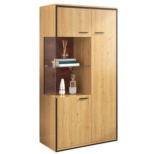 Vitrines Bibliothèques Avec Éclairage LED 15 S Et Étagères En Verre - 78x40x150 Cm - Naturel