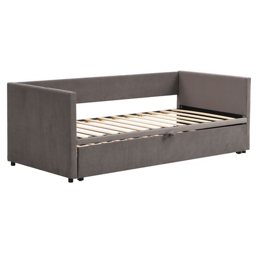 Lit Gigogne 90/180x200 - Lit Gain De Place - Tiroir Intégré - Design Fonctionnel - Gris