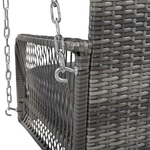 Balancelle -2 Places - Housse Amovible Et Lavable - Rotin Gris - Coussin D’assise Et De Dossier Gris