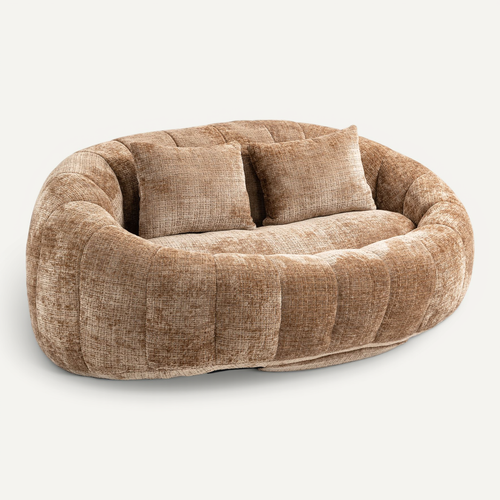 Fauteuil Pouf Cocooning Rembourrage Mousse Coussins Inclus Sans Montage-Café