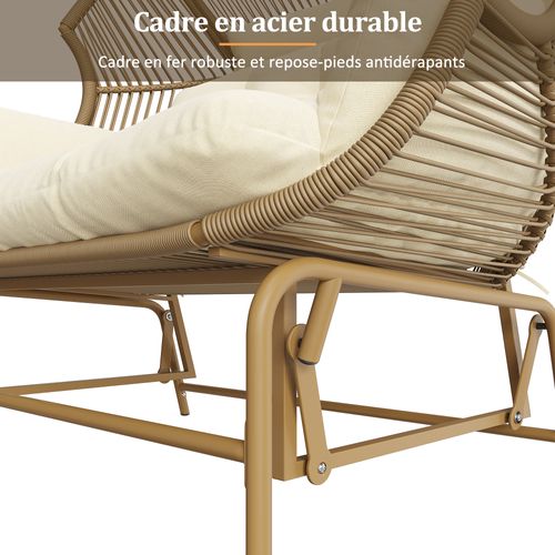 Balancelle - Chaise Suspendue De Jardin - 2 Personnes - Fauteuil Oeuf Extérieur - Doré + Blanc