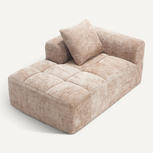 Méridienne Intérieure Contemporaine Avec Poches Latérales, Revêtement Chenille, Assise Mousse Kaki