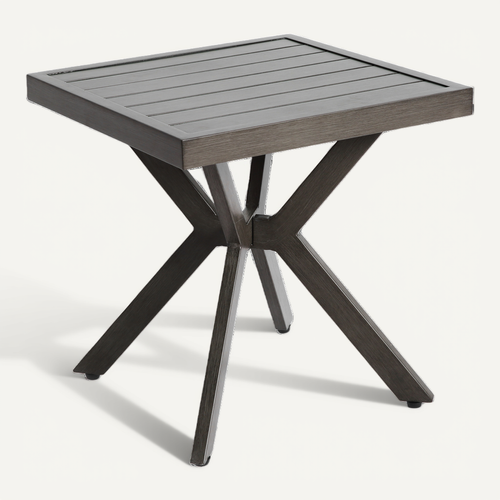 Table Basse De Jardin Aluminium Carré 45×45×47 Cm, Gris Foncé, Résistant Intempéries