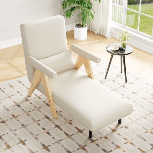 Fauteuil Convertible Multifonction - Couchage Individuel - Coussin Inclus - Structure Stable - Beige