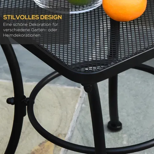 Table D’appoint De Jardin,table Basse Pour Balcon, Terrasse Et Jardin, Noir En Métal,