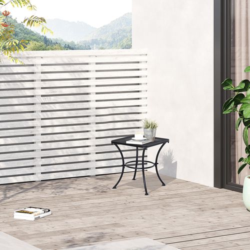 Table D’appoint De Jardin,table Basse Pour Balcon, Terrasse Et Jardin, Noir En Métal,